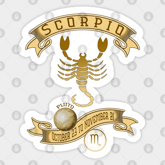 Zodiac Scorpio-October 23 to November 21-Vintage Sticker by KrasiStaleva